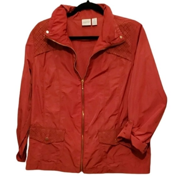 Zenergy Chico's Size 2 Burnt Orange Tab Sleeve Jacket Shacket Women's Medium - Picture 2 of 8